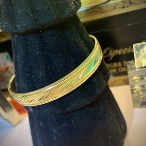 Vintage Trifari M Gold Tone Bangle Bracelet